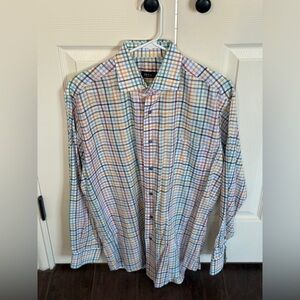 Men’s St Croix Pastel Gingham Dress Shirt - Made In Italy - Medium Button up